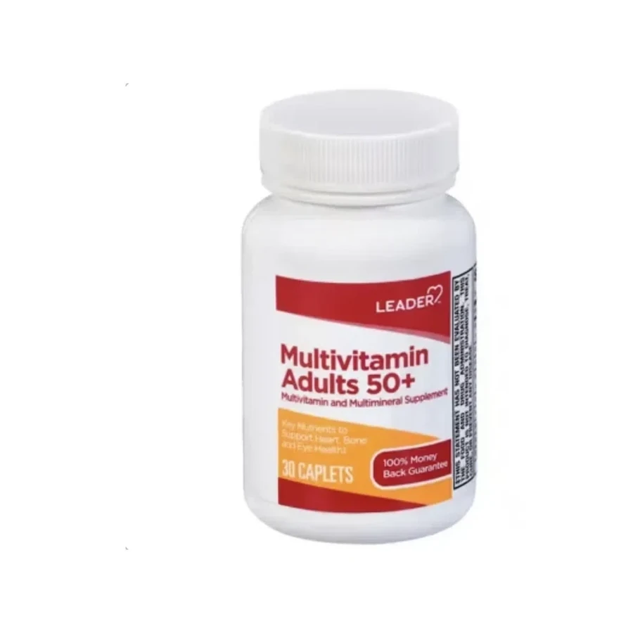 Front package photo of LEADER™ Adults 50+ Multivitamin Caplet, 30 Count