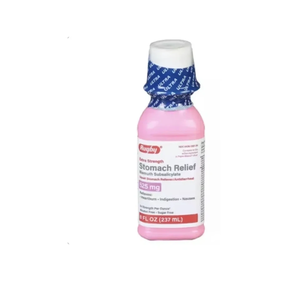 Front package photo of Bismuth Subsalicylate 525 mg/15 mL Sugar-Free Stomach Relief Solution, 237 mL