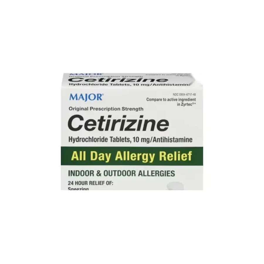 Front package photo of Cetirizine Hydrochloride 10 mg Tablet, 30 Count