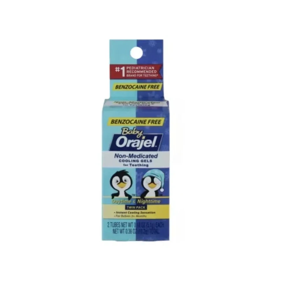 Front package photo of Baby Orajel™ Daytime & Nighttime Non-Medicated Cooling Gel Tube, 0.18 oz × 2-Pack
