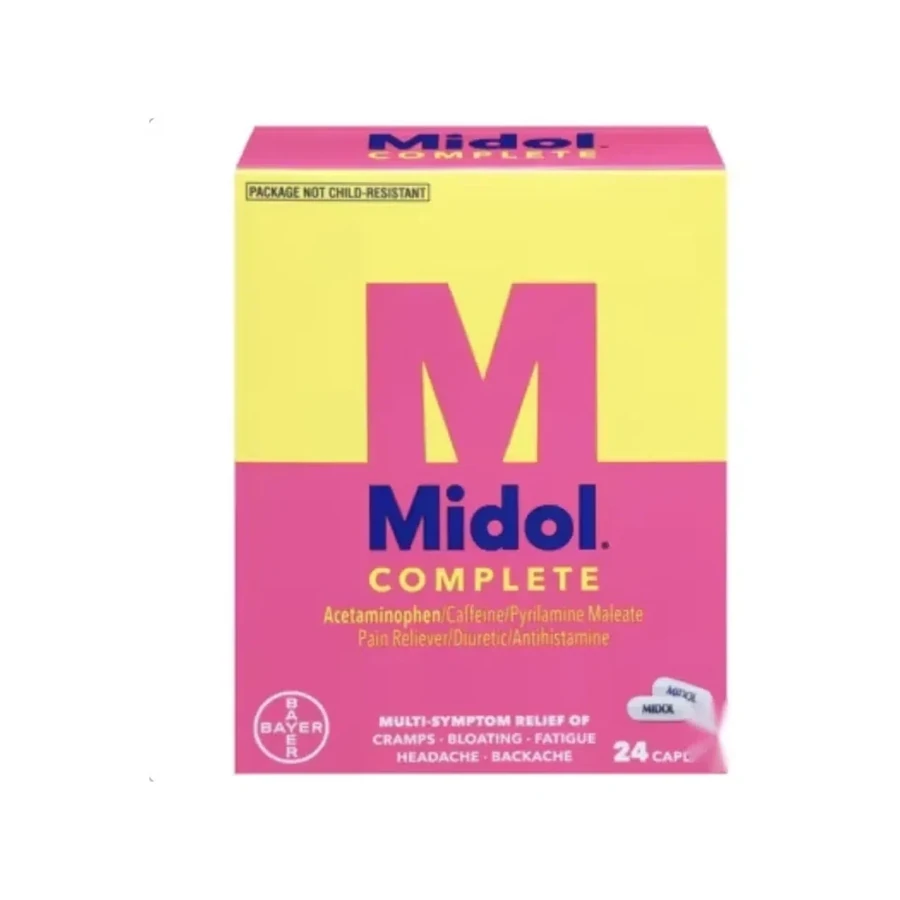Front package photo of Midol® Complete Maximum-Strength Caplet, 24 Count