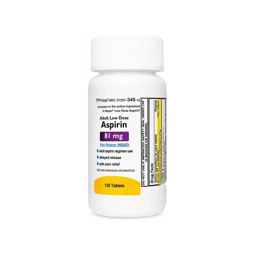 Front package photo of Adult Low Dose Aspirin 81 mg Delayed-Release Tablet, 120 Count