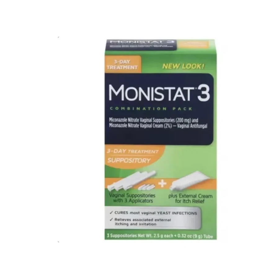 Front package photo of MONISTAT® 3 200 mg - 2% Vaginal Suppository & Cream Combo Pack