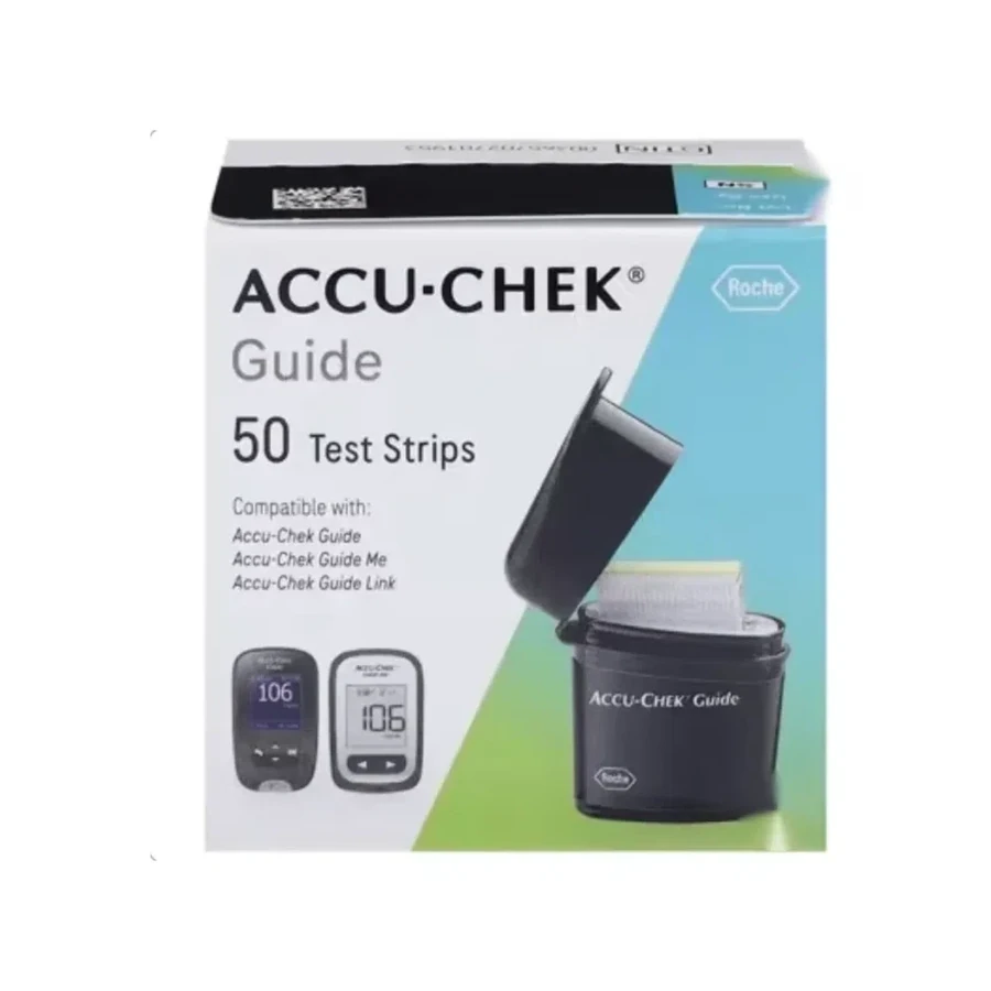 Front package photo of Accu-Chek® Guide Test Strip, 50 Count